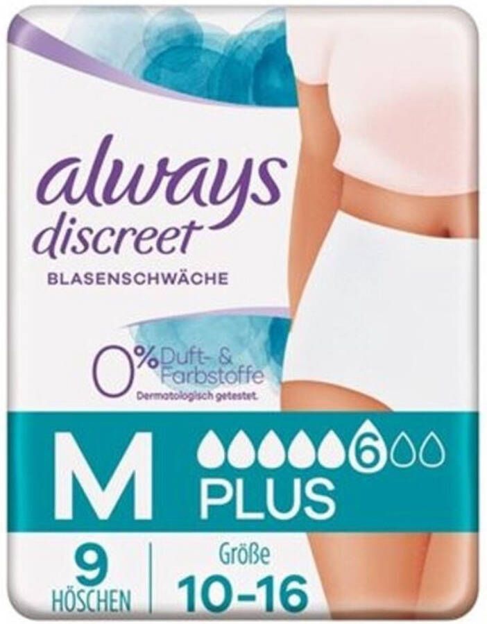 Always Discreet Pants Plus M 0% Geur- & Kleurstoffen 9 Stuks Broekjes