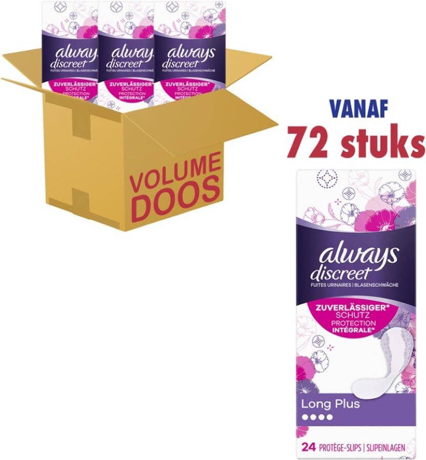 Always Discreet Pantyliners 4 Long Plus (3 x 24 stuks)