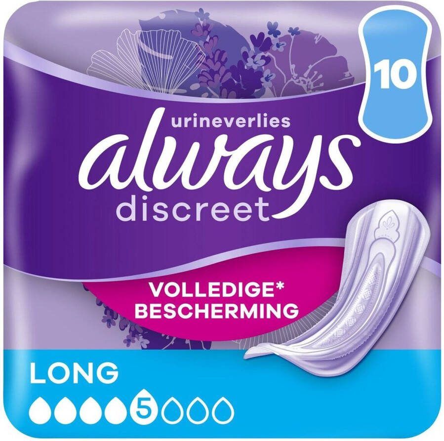 Always Discreet Verband Voor Urineverlies Plus Long Voordeelverpakking 4 x 10 stuks