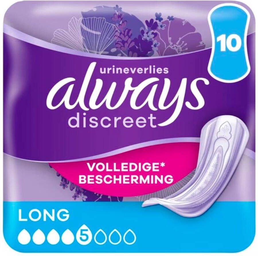 Always Discreet Voordeelverpakking van 3 x Incontinentie Verband 10 stuks Long Plus