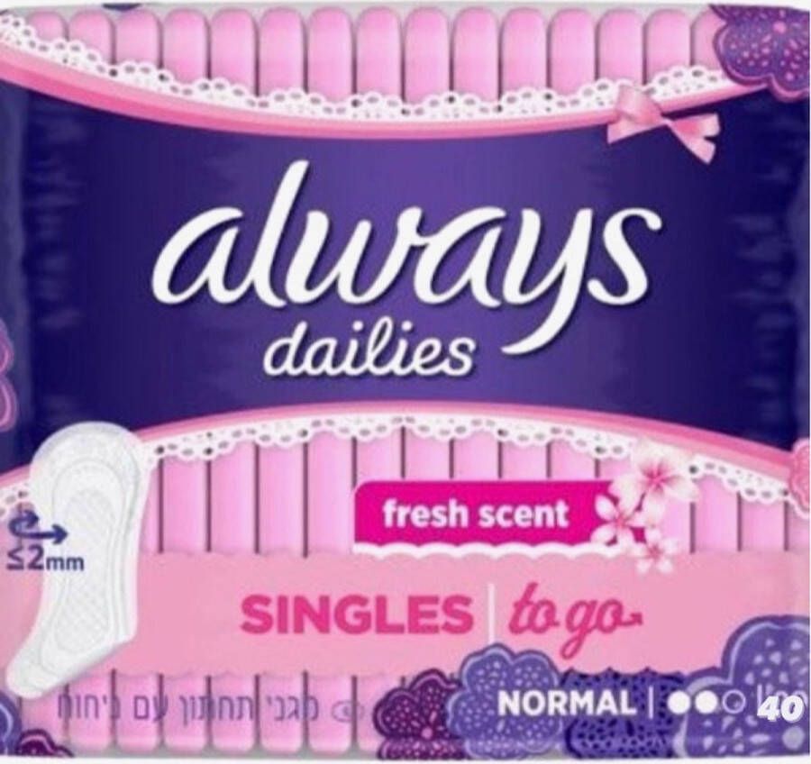 Always Inlegkruisjes Singles To Go Voordeelverpakking 40 Stuks