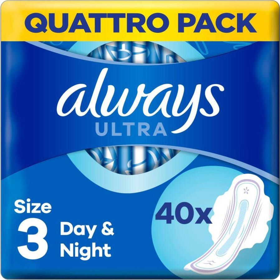 Always Maandverband Ultra Day & Night Met Vleugels 40 Pads