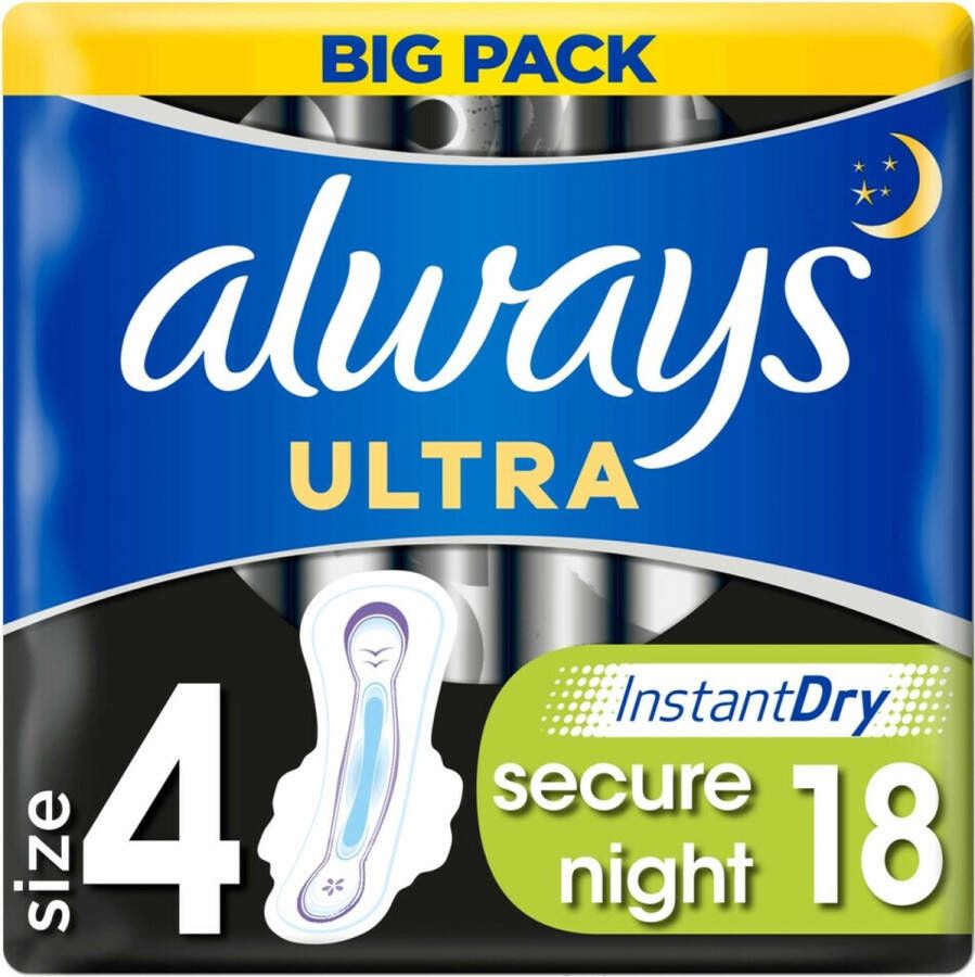 Always Maandverband Ultra Secure Night 18 Stuks