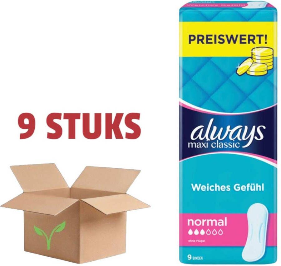 Always Maxi Classic Maandverband Normaal – 8 x 9 Stuks Voordeelverpakking