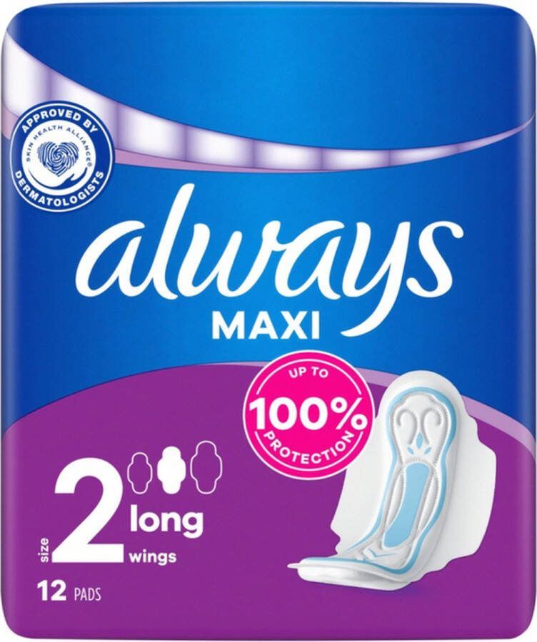 Always Maxi Pads Long With Wings- 2 x 12 stuks voordeelverpakking