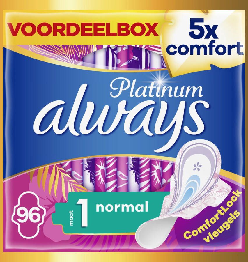 Always Platinum Normal Maandverband Met Vleugels 96 stuks