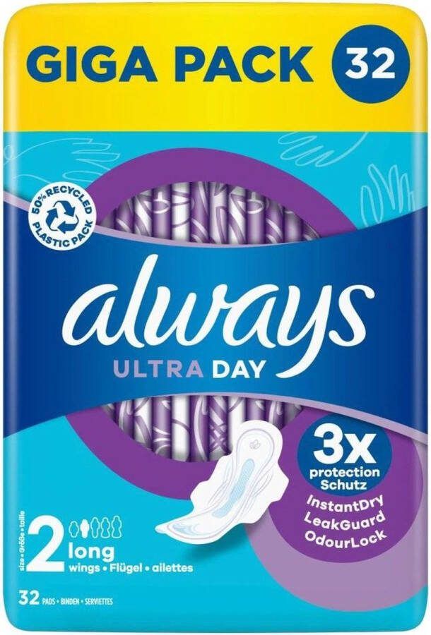 Always Ultra Day Long Maandverband met Vleugels 32 stuks