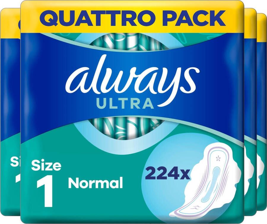 Always Ultra Normal Met Vleugels Voordeelverpakking 224 stuks Maandverband