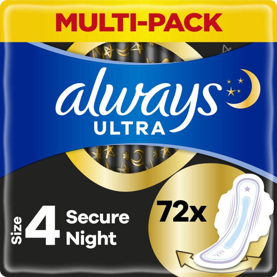 Always Ultra Secure Night Maandverband Met Vleugels Voordeelbox 72 stuks