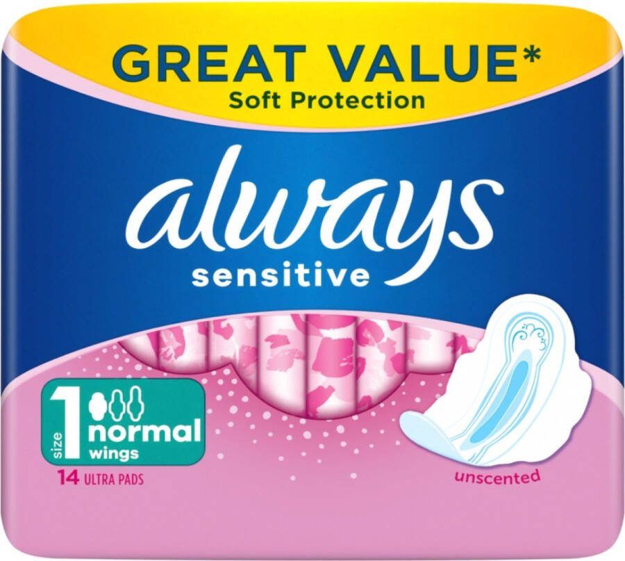 Always Voordeelverpakking 3 X 14 stuks Sensitive Normal Plus Pads
