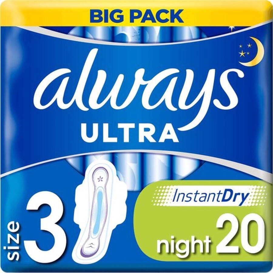 Always x3 Ultra Maandverband Night Met Vleugels 20st
