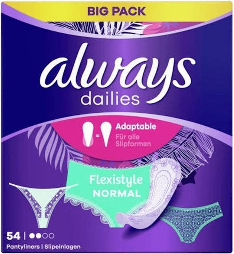 Always x5 dailies inlegkruisjes normal flexistyle 54st