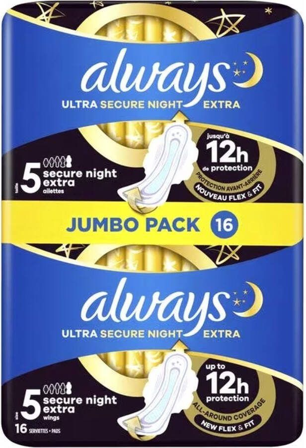 Always x6 Ultra Maandverband Night Met Vleugels 18ST