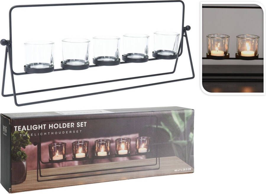 AM 63 Wiljan Theelichthouder Metaal voor 5 kaarsen Tealight holder set