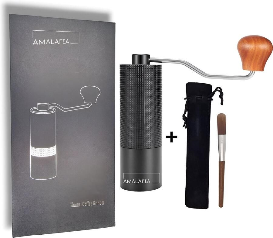 Amalafia Koffie malen Koffiemolen Handmatig – Koffiemaler – Coffee Grinder Gratis schoonmaakborstel T.W.V € 15 -Conische Bonenmaler – 6 Standen –