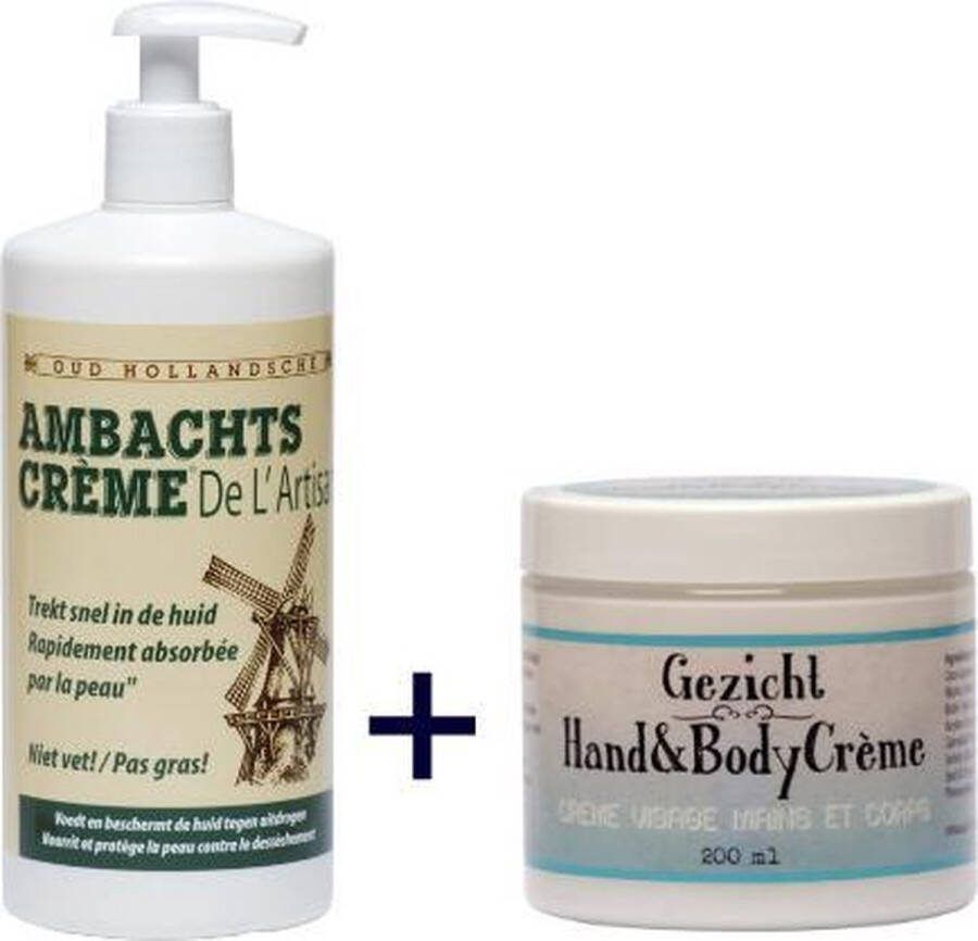 Ambachtscreme VOORDEELPACK 450ml en Ambachtskroon gezicht hand en bodycrème aftersun