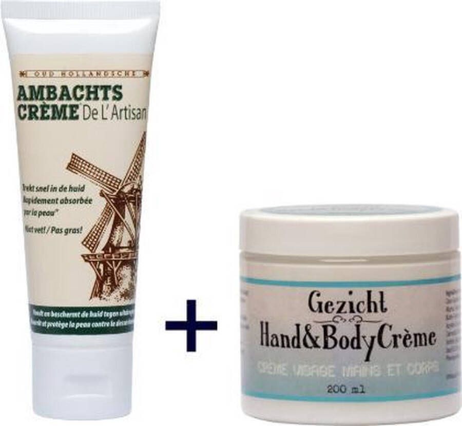 Ambachtscreme VOORDEELPACK tube 75ml en Ambachtskroon 200ml Gezicht hand en bodycreme aftersun handcreme bodycreme gezichtscreme droge handen schrale handen ruwe handen droge voeten