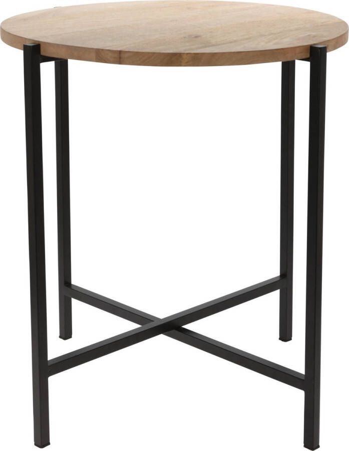 Season Deco Bijzettafel rond hout metaal zwart 45 x 51 cm Home Deco meubels en tafels