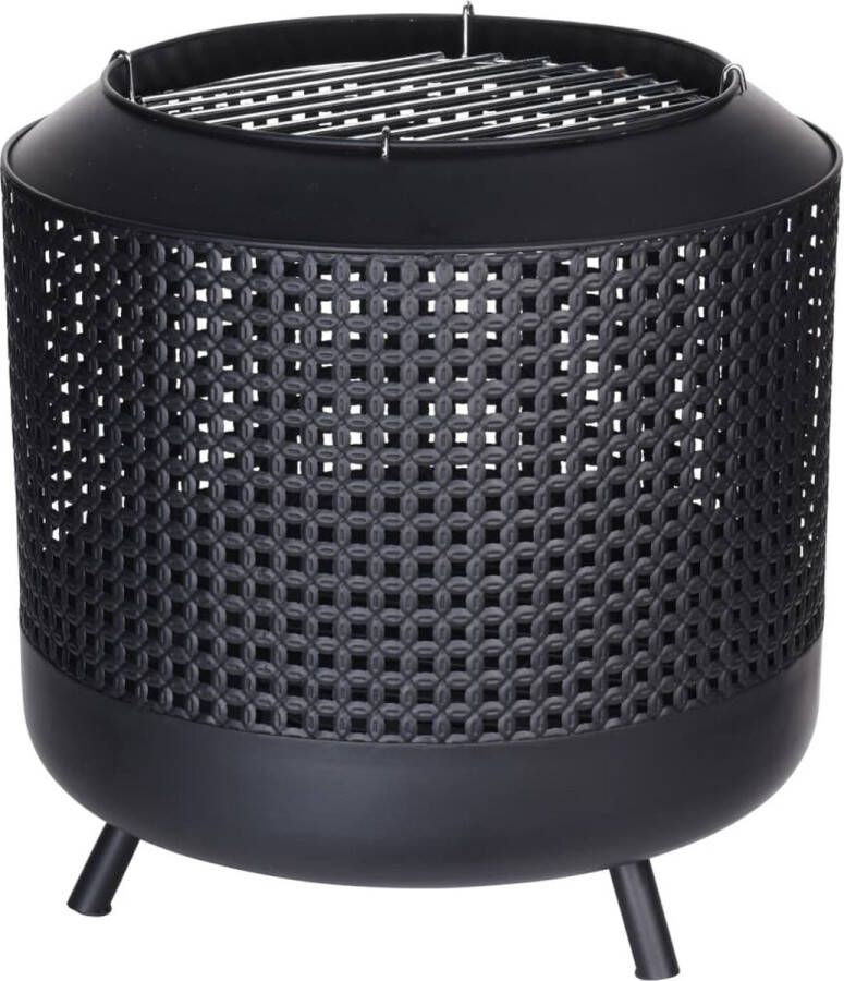 Ambiance Vuurkorf BBQ Dubbel Plezier Tuin Zomer Zwart 50x50x51cm