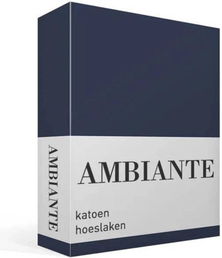 Ambiante Hoeslaken Blauw Katoen BE223149 B 160 x L 200 cm Tweepersoons