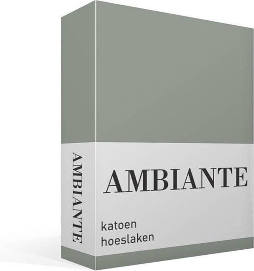 Ambiante Cotton Uni Hoeslaken Lits-jumeaux 180x210 220 cm Green