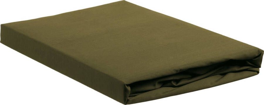 Ambiante Cotton Uni Hoeslaken Lits-jumeaux 180x210 220 cm Olive Green