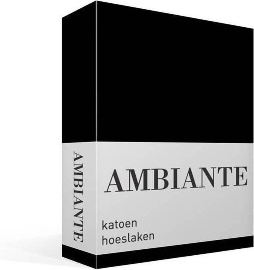 Ambiante Cotton Uni Hoeslaken Lits-jumeaux 160x200 cm Black