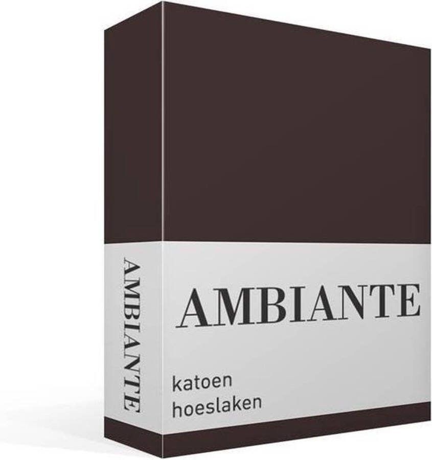Ambiante Cotton Uni Hoeslaken Lits-jumeaux 180x210 220 cm Brown