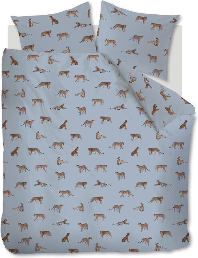 Ambiante Leoparty Dekbedovertrek Extra breed Katoen satijn 260x220 cm Blauw