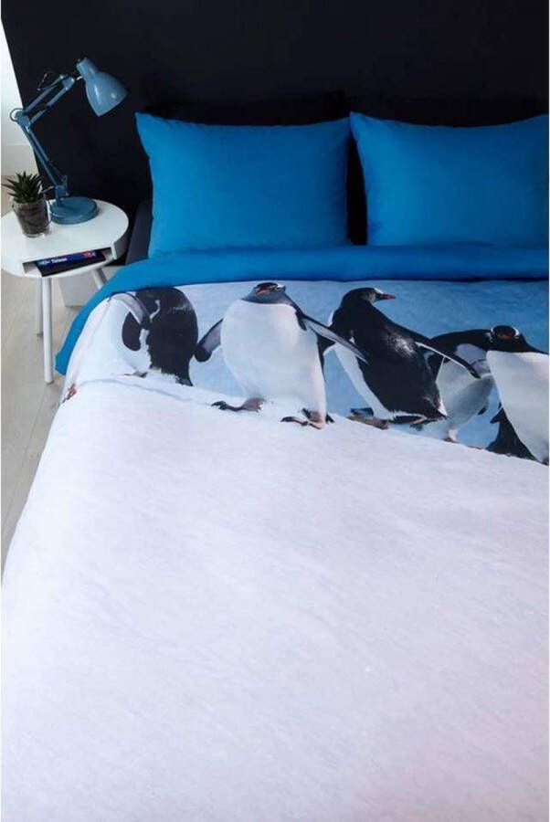 Ambiante Penguins Dekbedovertrek Lits-jumeaux 240x200 220 cm IJs Blauw