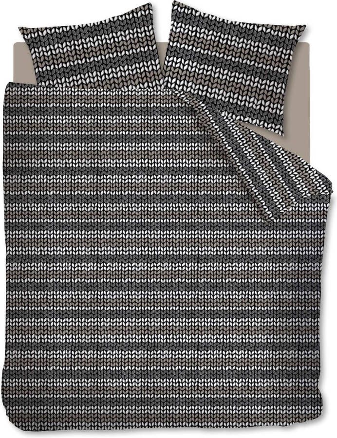 Ambiante Striped Knit Dekbedovertrek lits-jumeaux 200x200 220 Antraciet