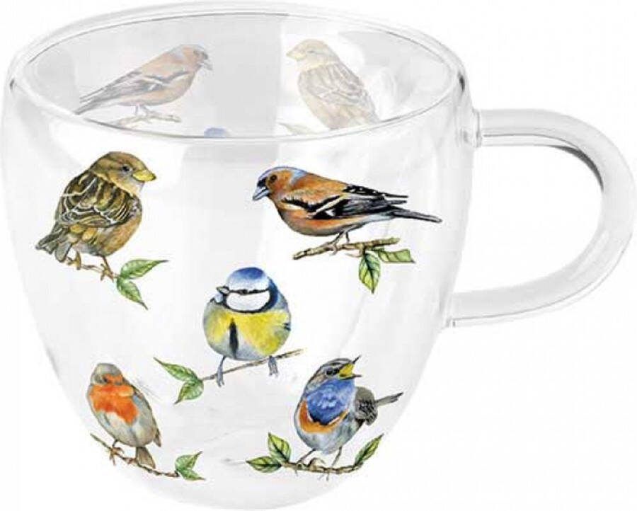 Ambiente 1 Dubbelwandig theeglas Bird species white 200ml