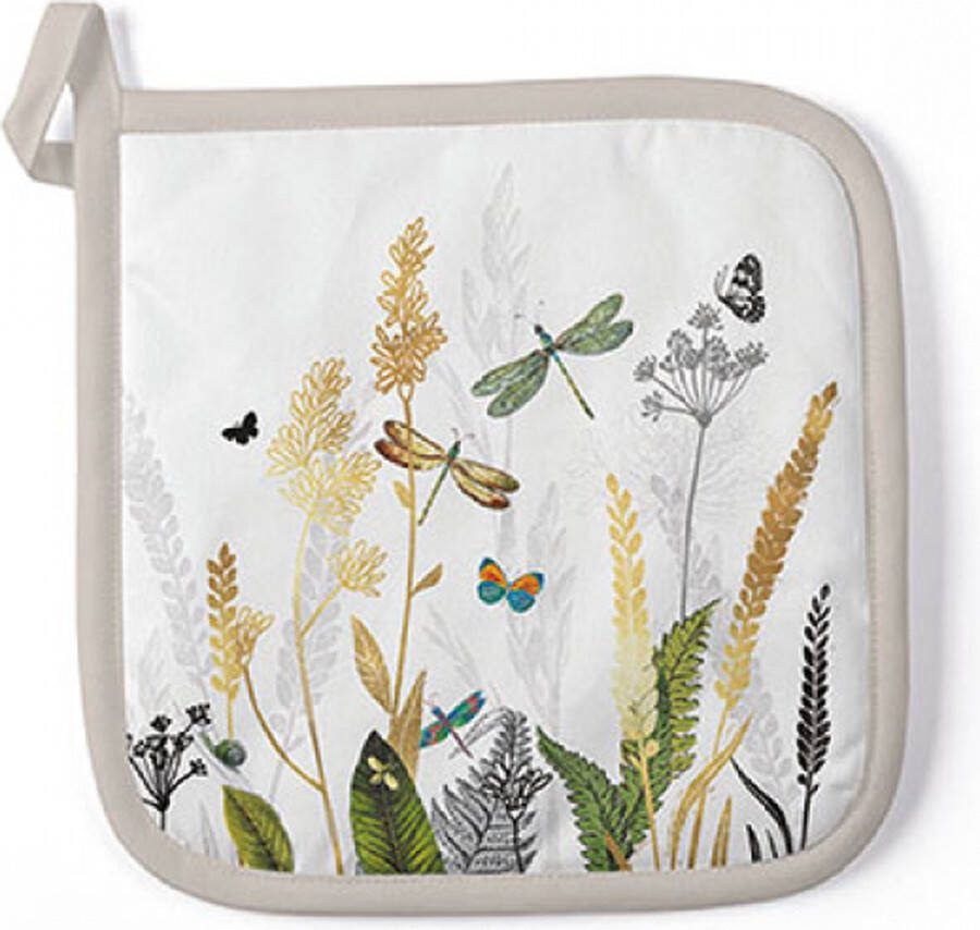 Ambiente 2 Pannenlappen Ornamental flowers white Bloemen Libellen