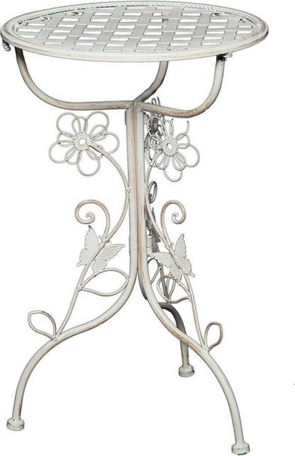 Ambiente Haus Plantentafeltje Metaal Geschikt voor binnen en buiten 53 cm Wit Oppottafel Plantentafel Plantentafel tuin Oppottafel buiten Bijzettafel