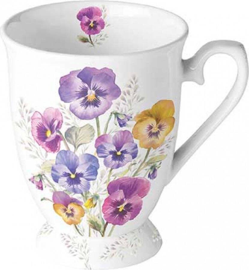 Ambiente Koffiebeker Pansies 0 25 l Porselein