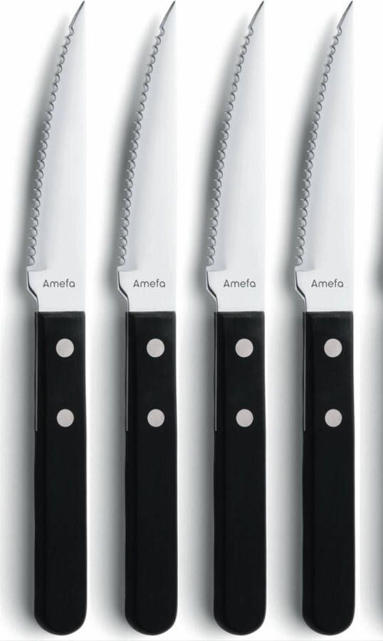 Amefa 4 delige Pizza steakmessen set zwart