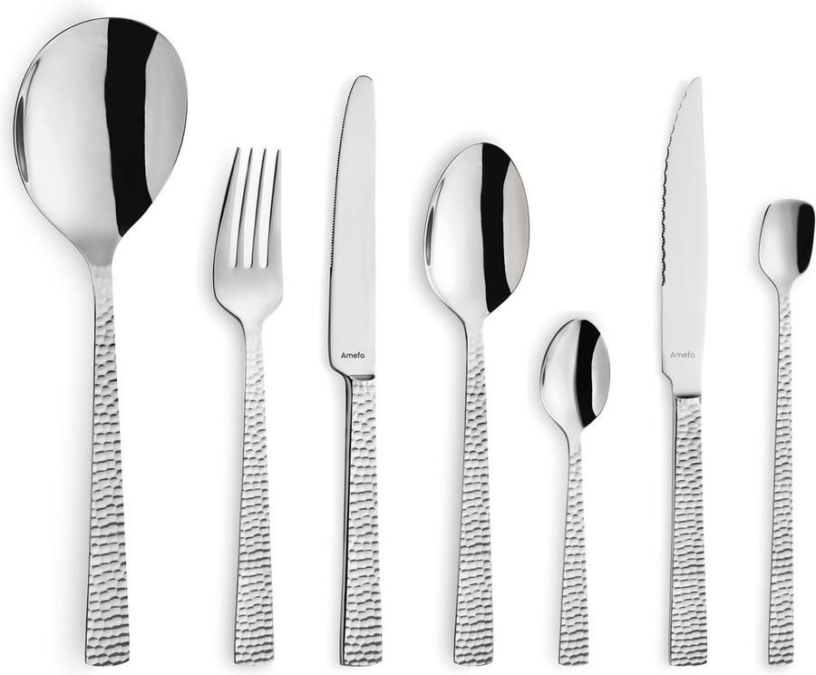 Amefa Felicity 42-delige bestekset All you need Complete set bestek Voor 6 personen Hammered Zilverkleurig - Foto 2
