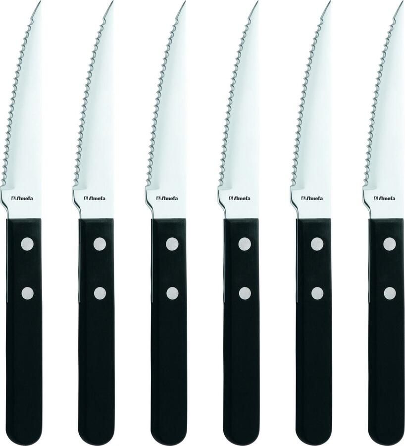Amefa steakmessen rvs + zwart (6-delig)