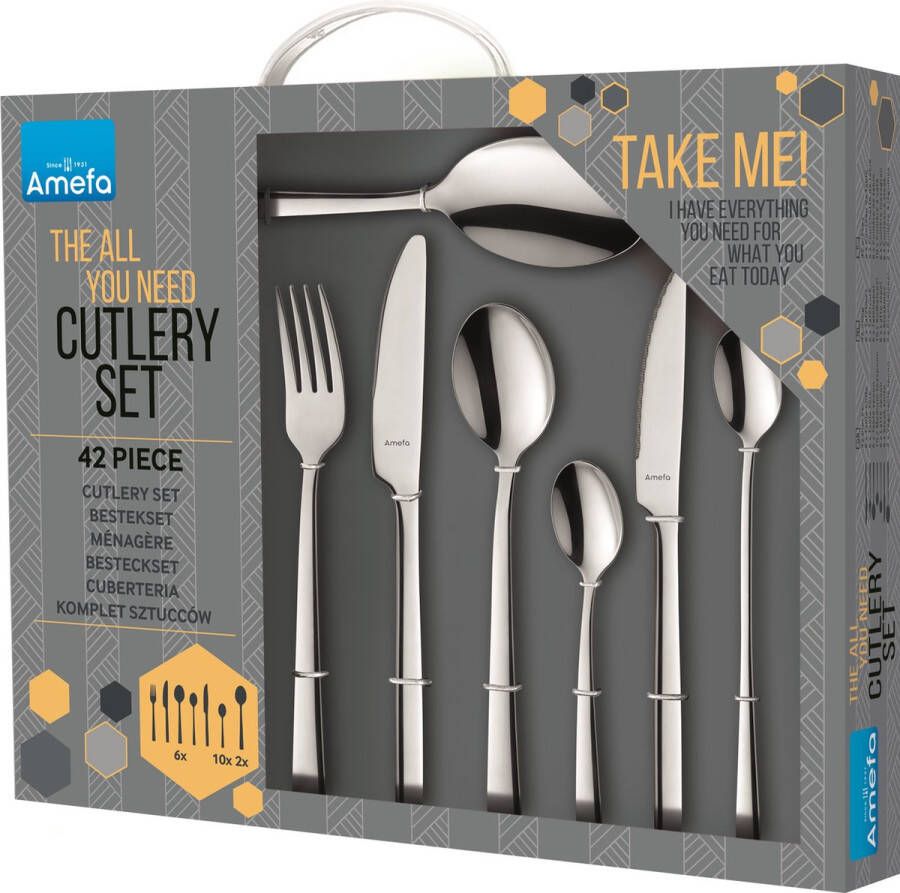 Amefa Manille 42 delige All You Need bestekset 6 personen Zilver Complete set bestek