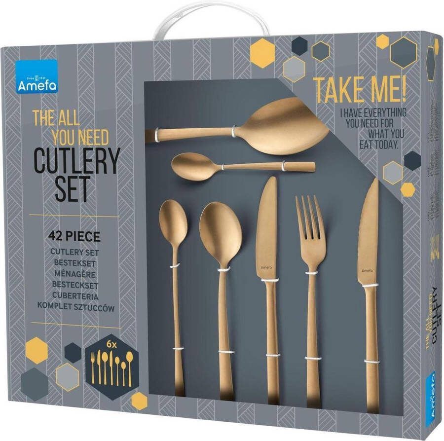 Amefa Manille bestekset 42 delig goud gekleurd complete set bestek