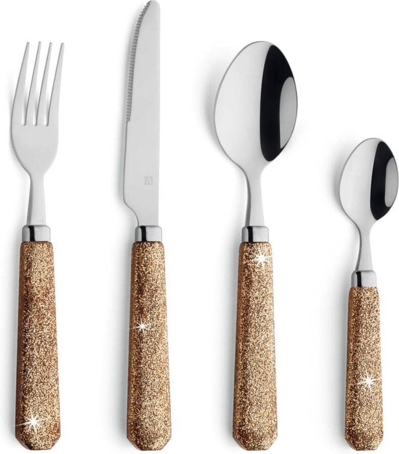 Amefa Tube Glitter Goud 24 delige bestekset in tube verpakking 6 persoons