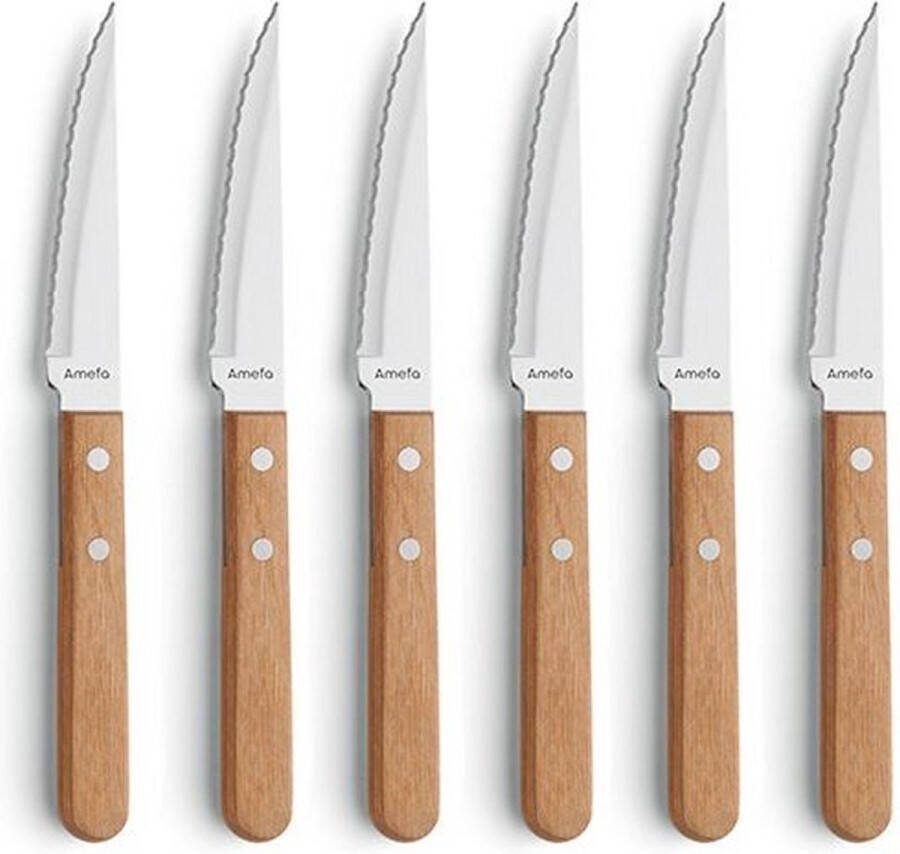 Amefa Pizza Steak 4 delige Messenset hout