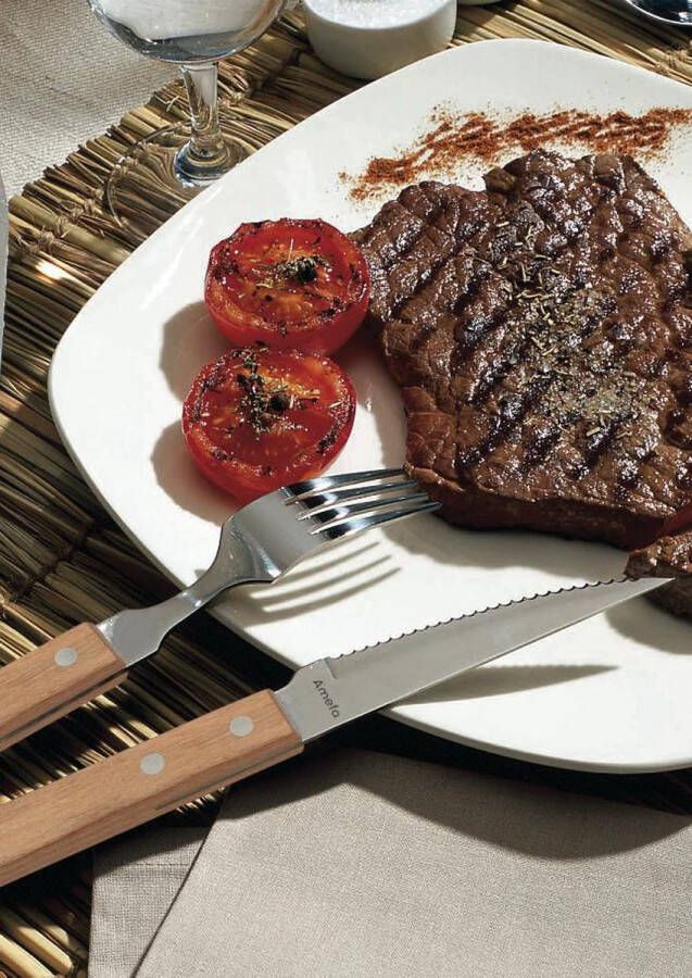 Amefa Pizza Steak 6 delige Messenset hout