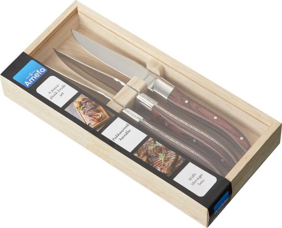 Amefa Royal 4 steakmessen (Kleur: beukenhout zilver)