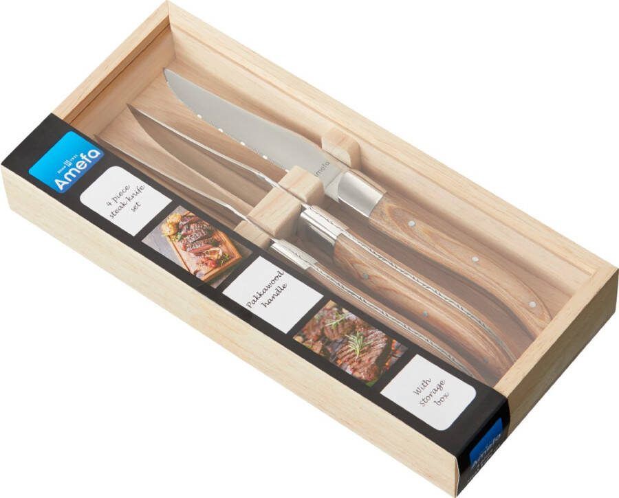 Amefa steakmes Royal Steak (set van 4) naturel hout