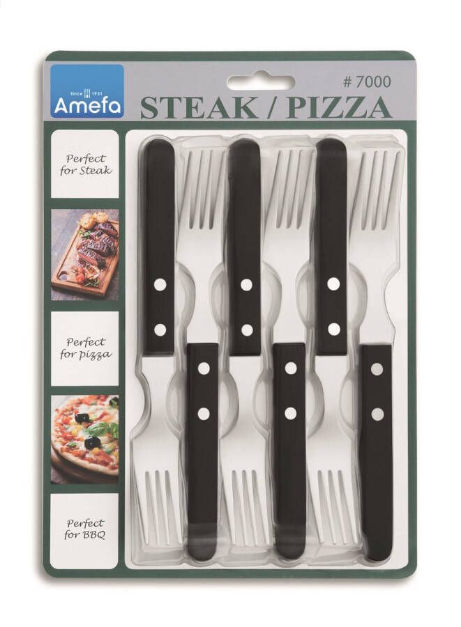 Amefa -6-delige-Steakvorkenset-zilverkleurig-en-zwart