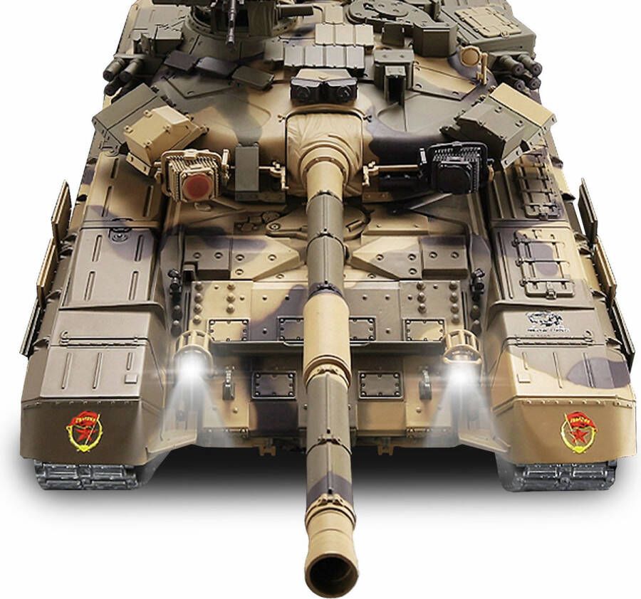 Amewi RC tank 23119 Panzer T-90 2.4GHZ pro-line Control edition rook geluid IR BB metal tracks loop en geleidewielen en luxe houten kist