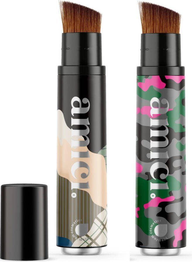 AMICI Cosmetics Refillable Brush Combi Arctic Army Zonnebrand baby zonnebrand kinderen zonnebrand crème gezicht foundation kwast make-up kwast