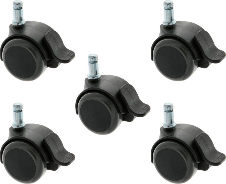 AMIG bureaustoel PU wieltjes met rem 5x wiel D50mm pin D11mm zwenkwielen standaard formaat