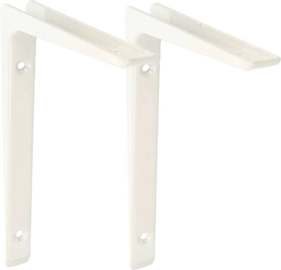 AMIG Plankdrager planksteun 2x aluminium gelakt wit H150 x B100 mm boekenplank steunen